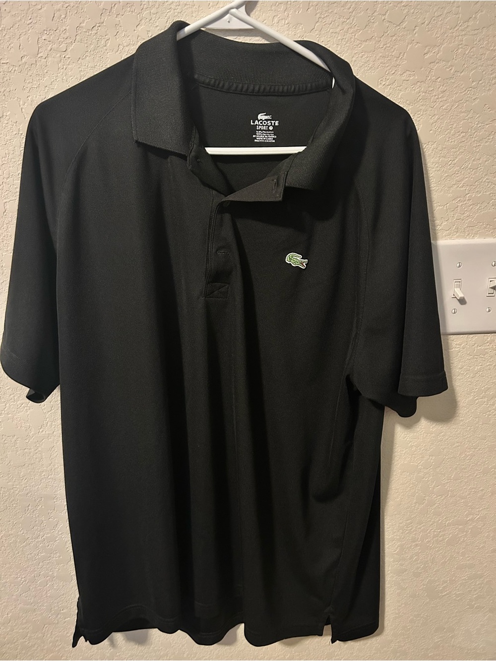 Lacoste Sport Black Polo with Green Crocodile Logo